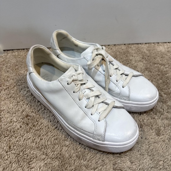 Kizik Shoes Mens Size 7.5 White Leather Hands Free Lace Comfort Casual Sneakers - Picture 3 of 10